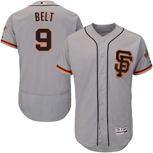 Giants #9 Brandon Belt Grey Flexbase Authentic Collection Road 2 Stitched MLB Jersey